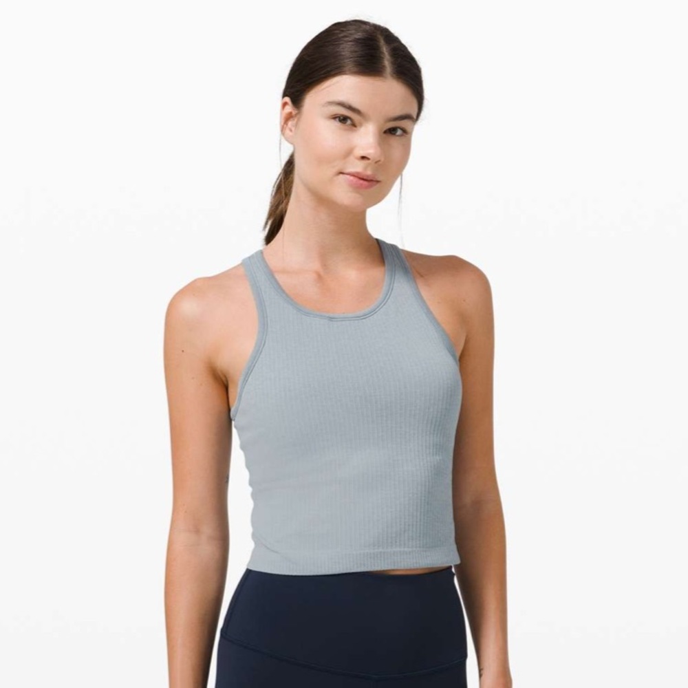 Lululemon Women’s Ebb To Street Racerback Crop Tank Blue Cast Size 6